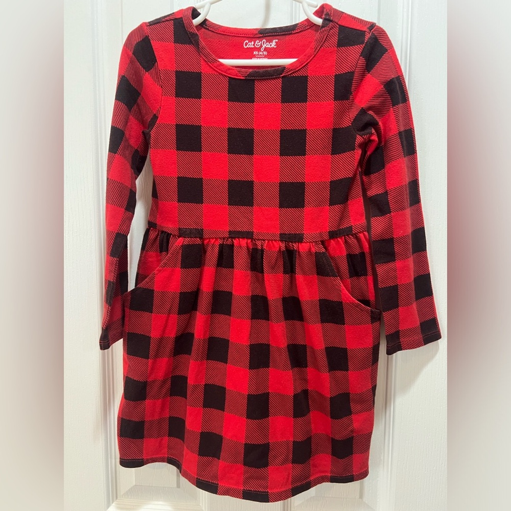 Cat & Jack Buffalo Plaid Dress size XS 4/5